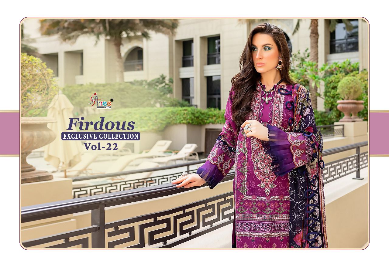 shree fabs firdous exclusive collection vol 22 cotton innovativr look salwar suit with chiffon dupatta catalog