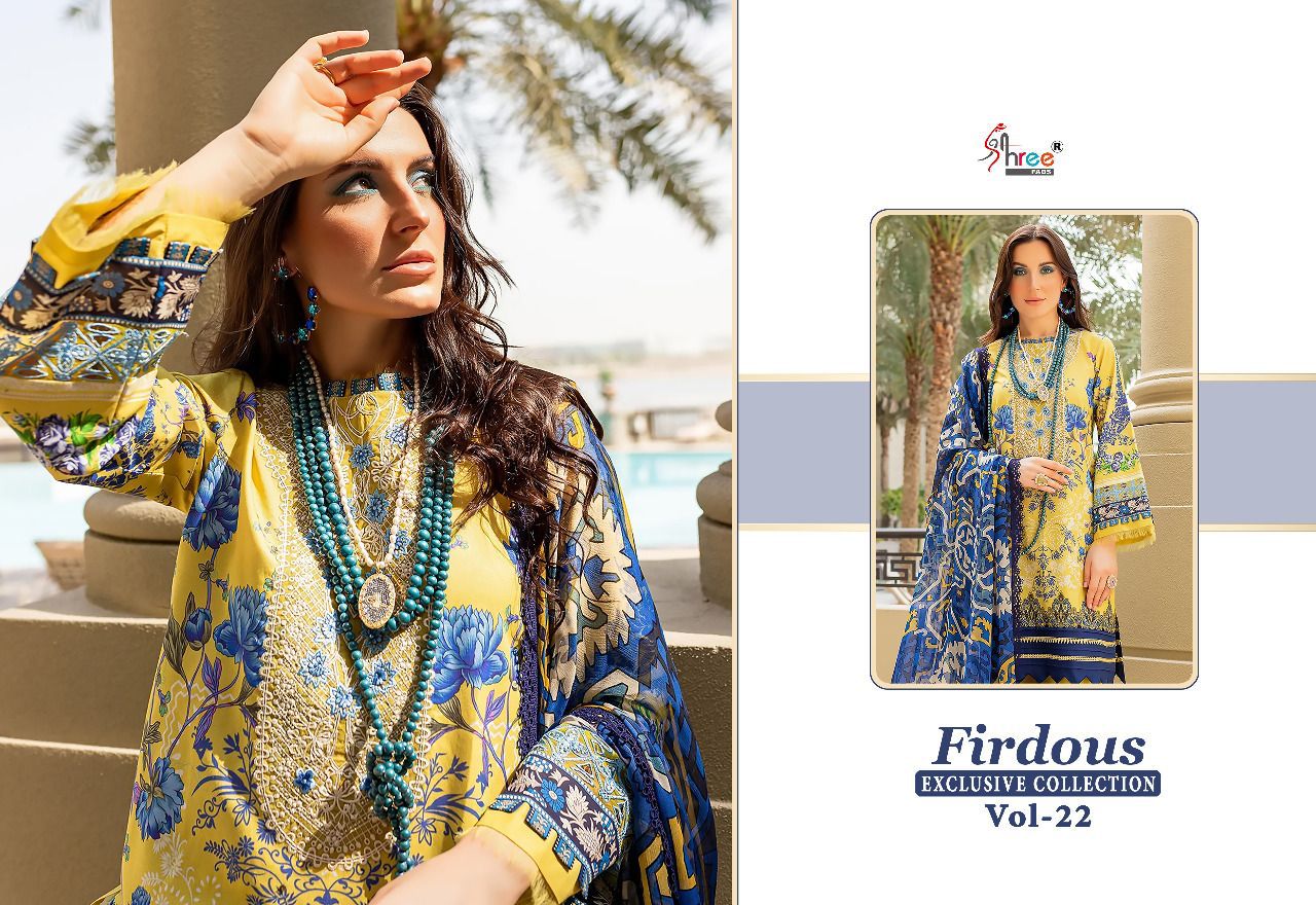 shree fabs firdous exclusive collection vol 22 cotton innovativr look salwar suit with chiffon dupatta catalog