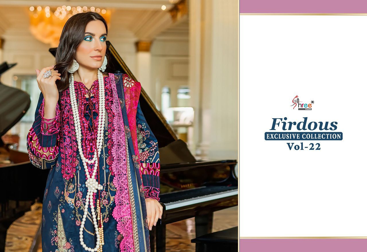 shree fabs firdous exclusive collection vol 22 cotton innovativr look salwar suit with chiffon dupatta catalog