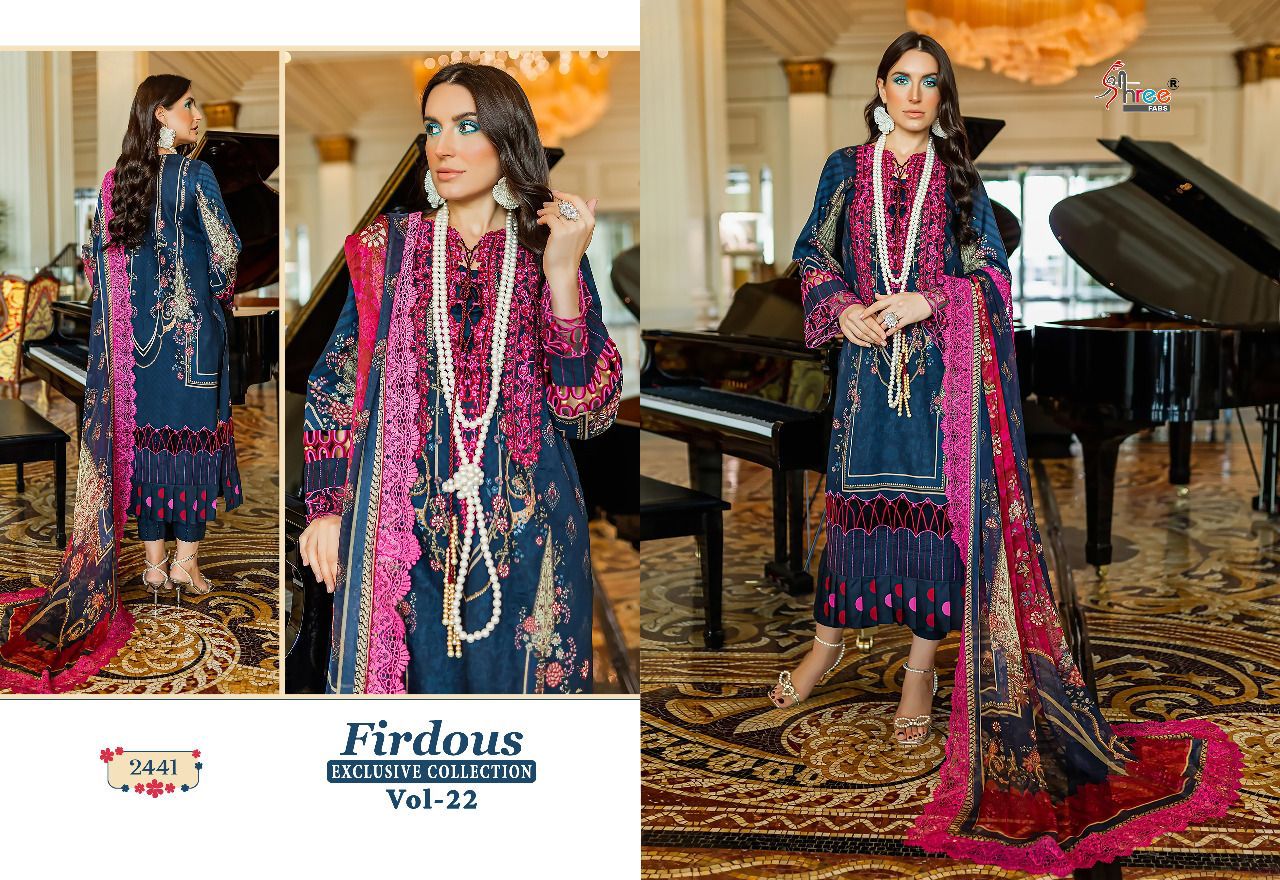 shree fabs firdous exclusive collection vol 22 cotton innovativr look salwar suit with chiffon dupatta catalog