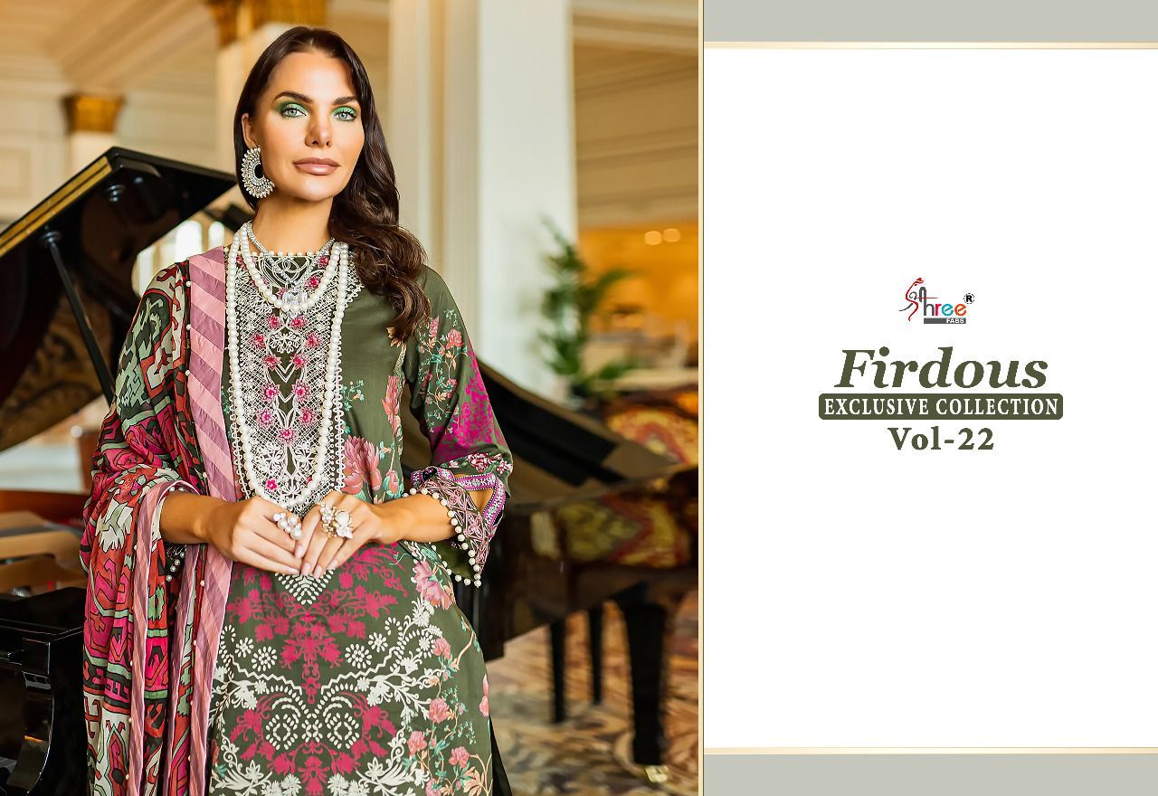 shree fabs firdous exclusive collection vol 22 cotton regal look salwar suit with cotton dupatta catalog