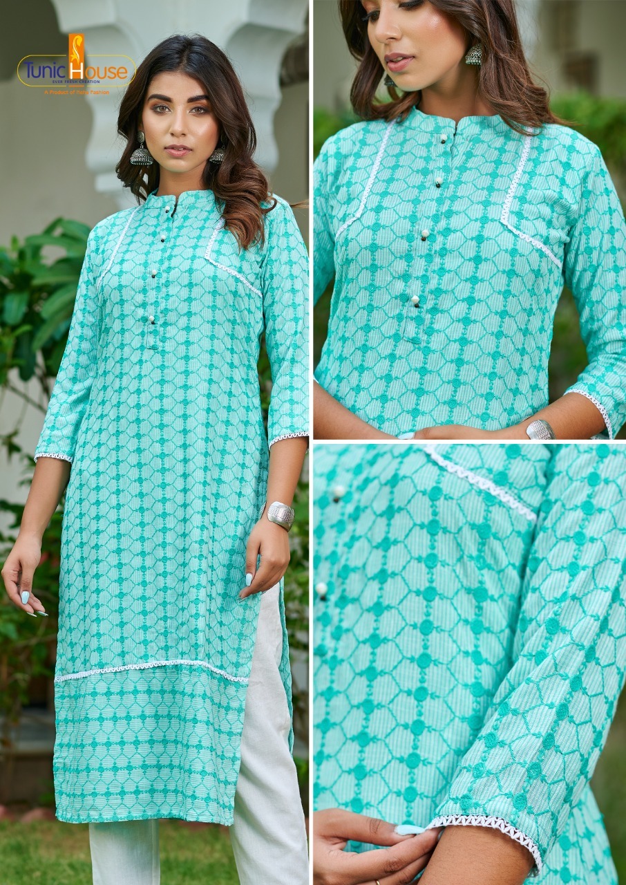 Tunic house super star viscose rayon graceful look kurti size set