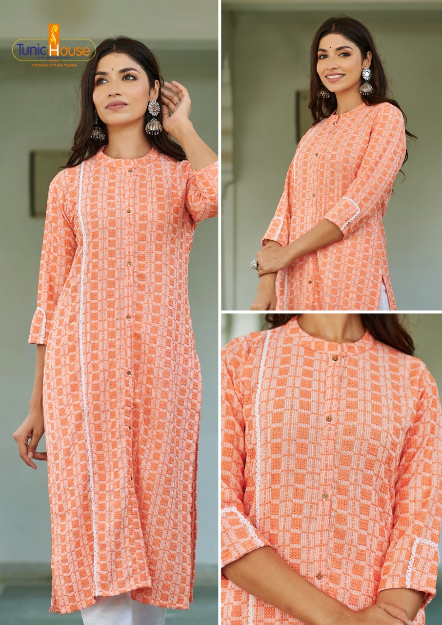 Tunic house super star viscose rayon graceful look kurti size set