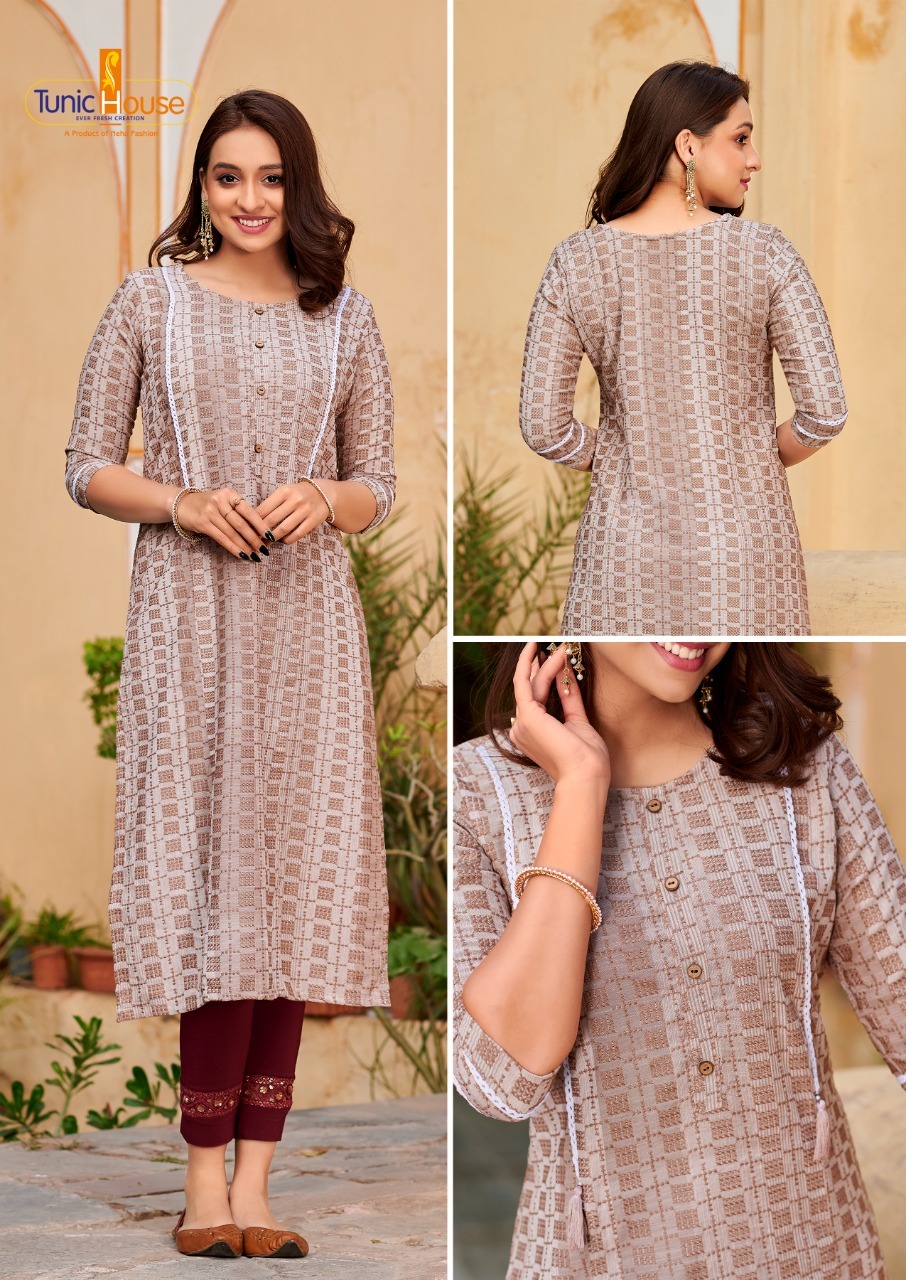 Tunic house super star viscose rayon graceful look kurti size set