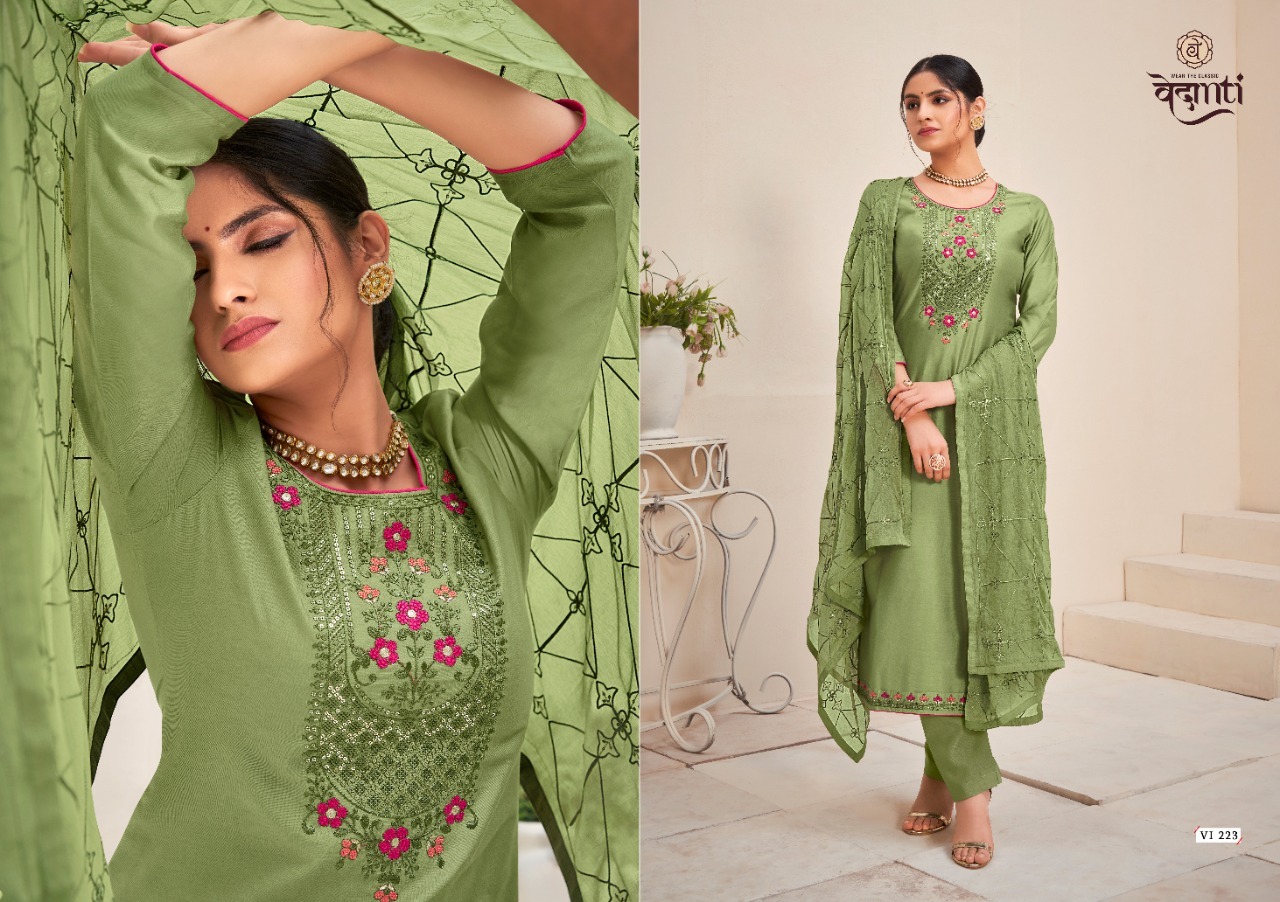 vedanti flora muslin decent work salwar suit catalog