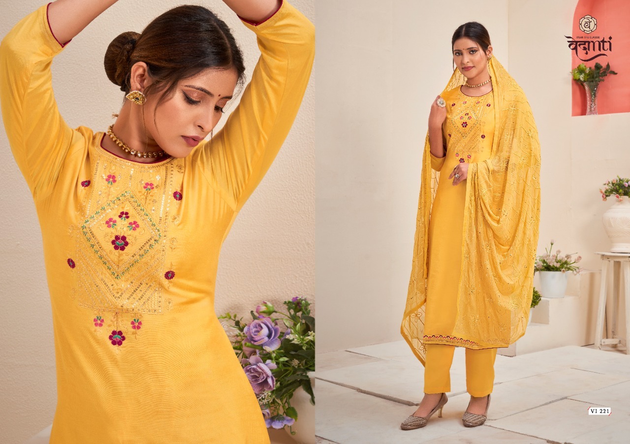 vedanti flora muslin decent work salwar suit catalog