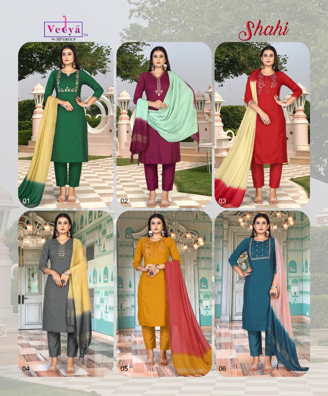 vedya shahi pv silk new and modern style top bottom with dupatta catalog