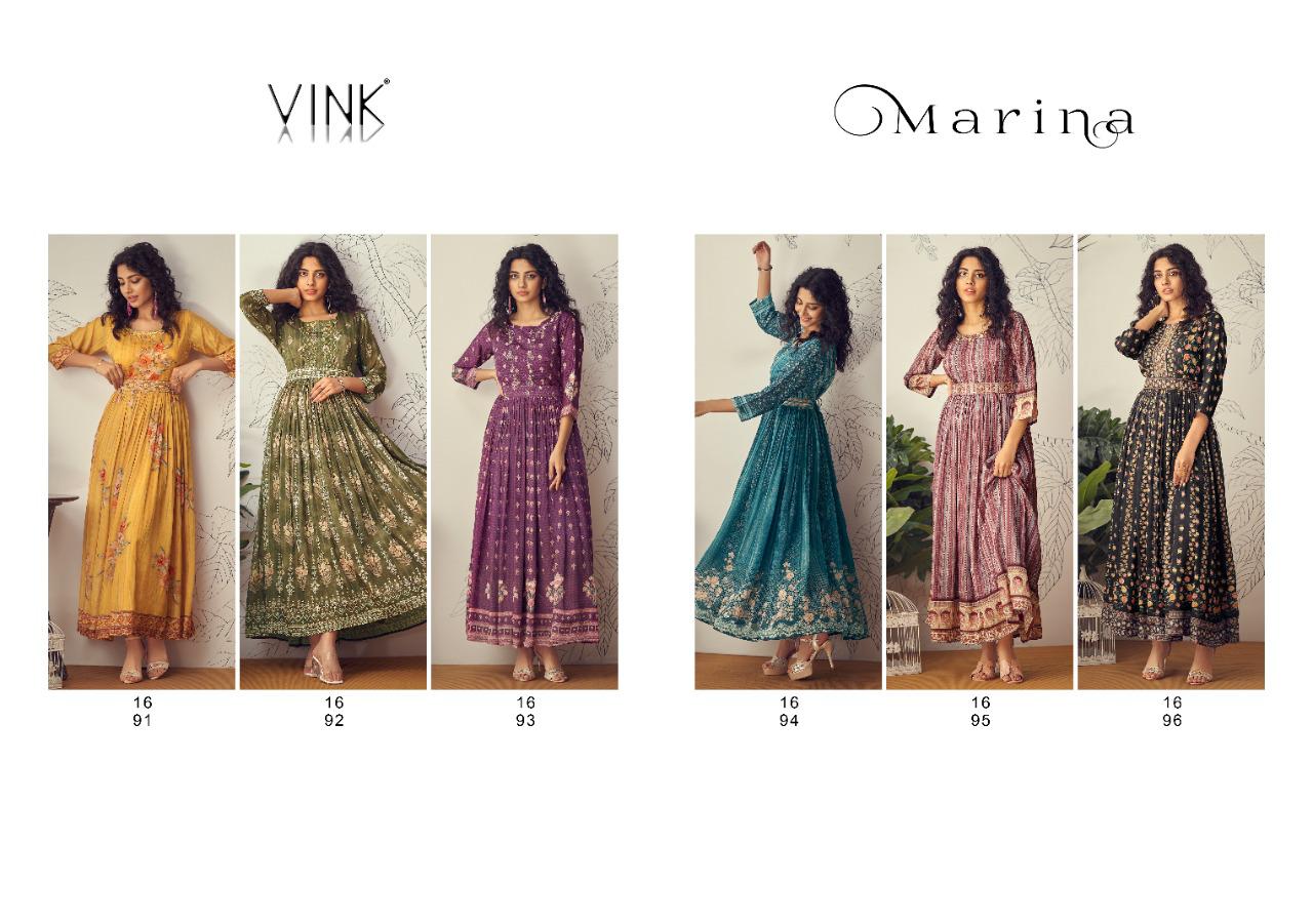 vink marina chinnon chiffon elegant look gown with handwork belt catalog