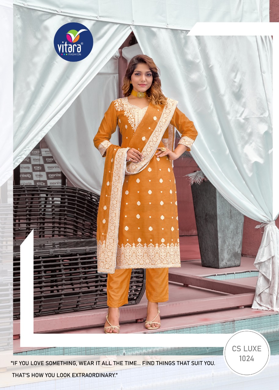 vitara fashion camelia viscose regal look top bottom with dupatta catalog