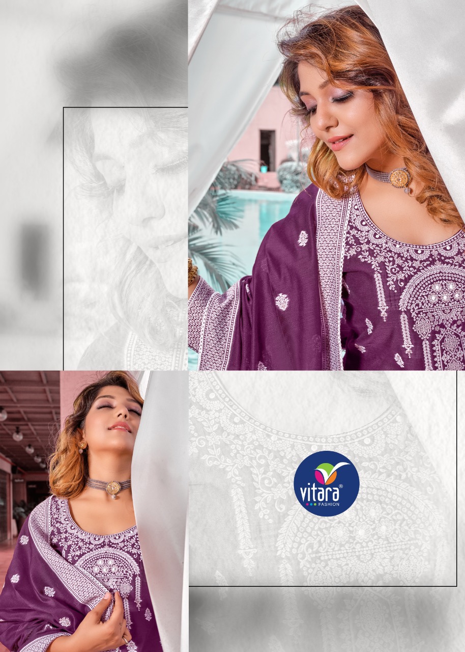 vitara fashion camelia viscose regal look top bottom with dupatta catalog