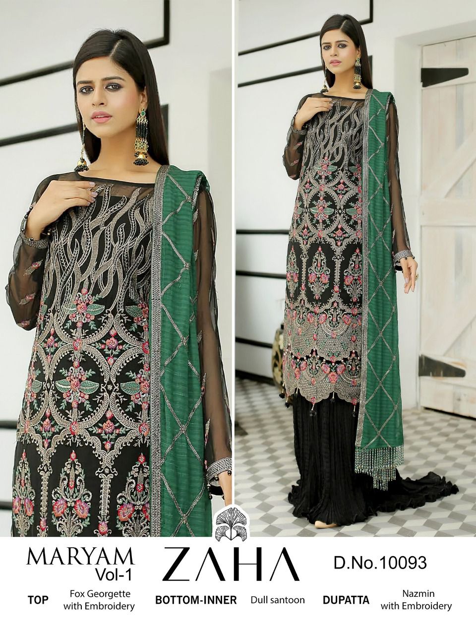 zaha maryam d no 10091 10092 10093 10094 georgette regal look salwar suit catalog