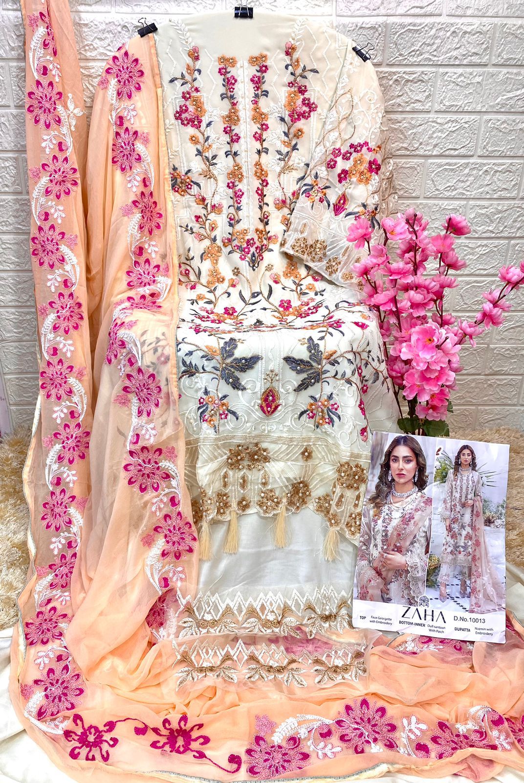 zaha zaha d no 10013 georgette regal look salwar suit single