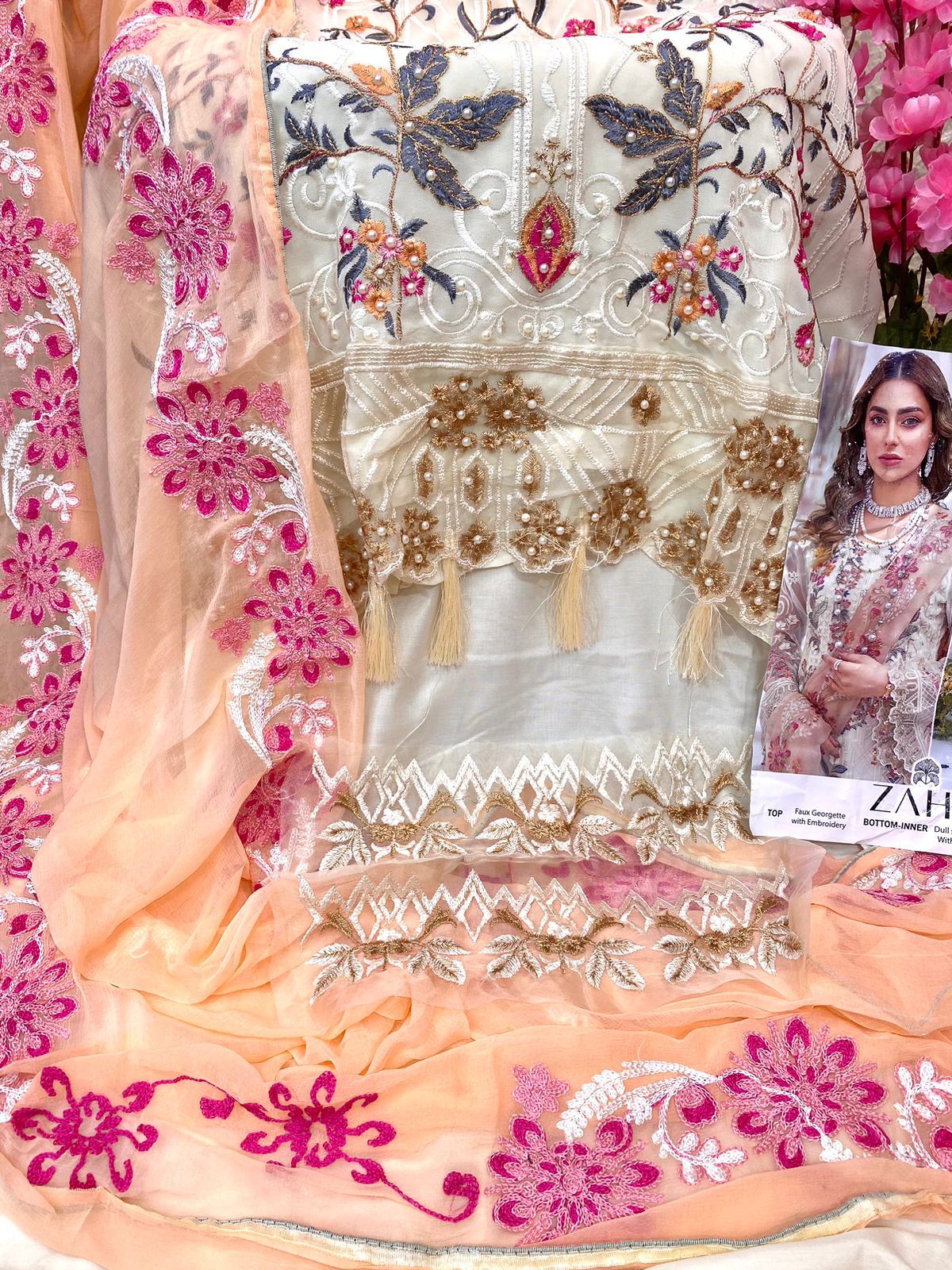 zaha zaha d no 10013 georgette regal look salwar suit single