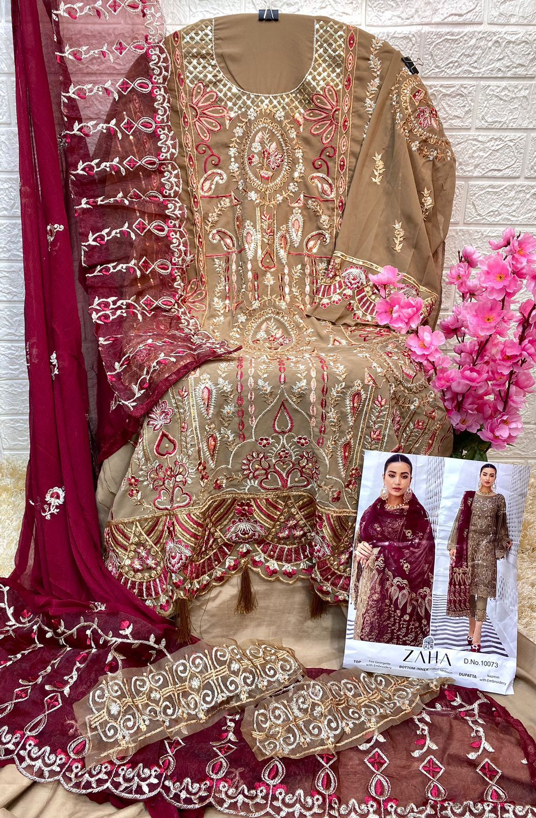 zaha zaha d no 10073 georgette regal look salwar suit single