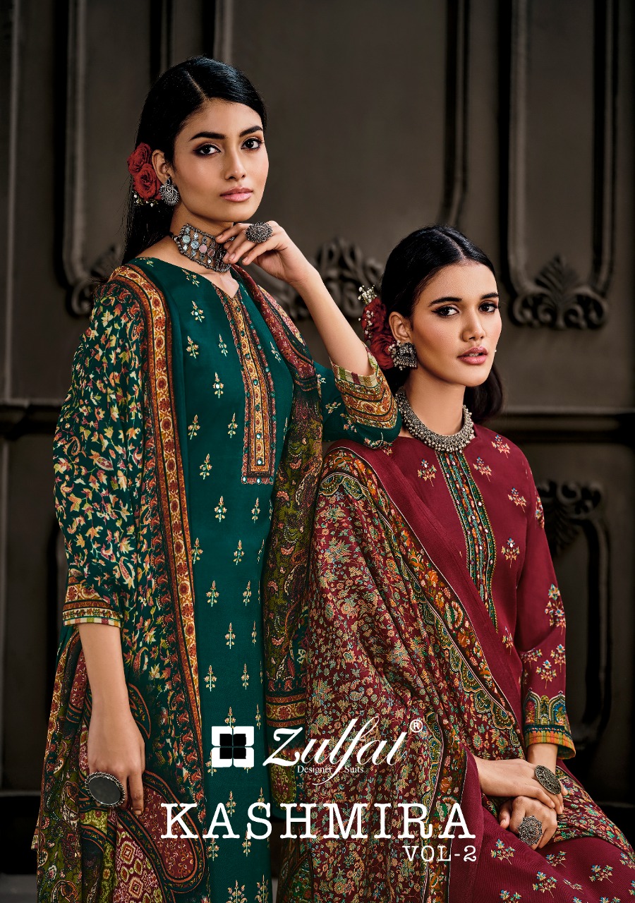 zulfat designer suit kashmira wool pashmina decent look salwar suit catalog