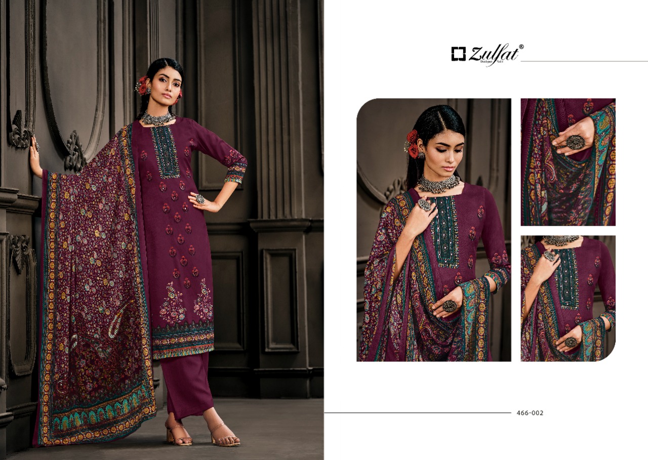 zulfat designer suit kashmira wool pashmina decent look salwar suit catalog