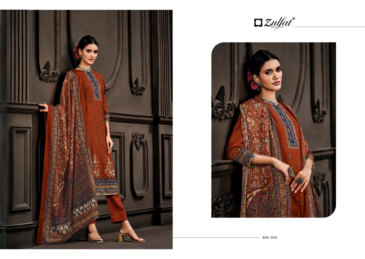 zulfat designer suit kashmira wool pashmina decent look salwar suit catalog