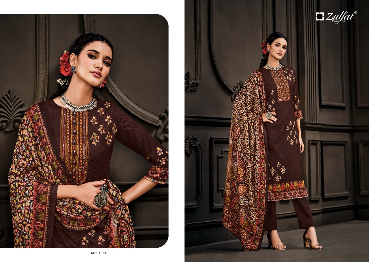 zulfat designer suit kashmira wool pashmina decent look salwar suit catalog