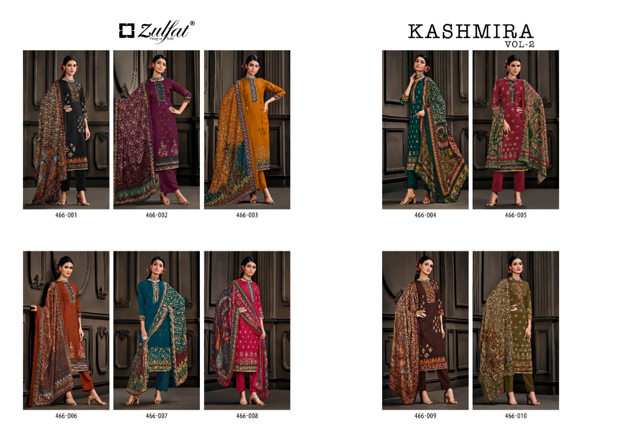 zulfat designer suit kashmira wool pashmina decent look salwar suit catalog