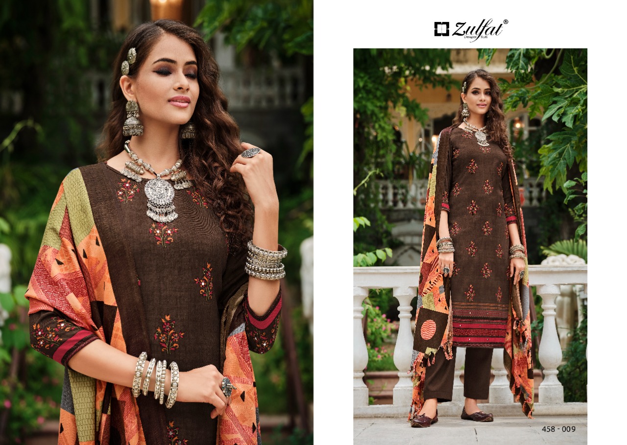 zulfat designer suit nusrat pashmina attrective look salwar suit catalog