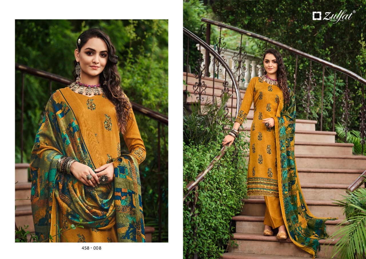 zulfat designer suit nusrat pashmina attrective look salwar suit catalog