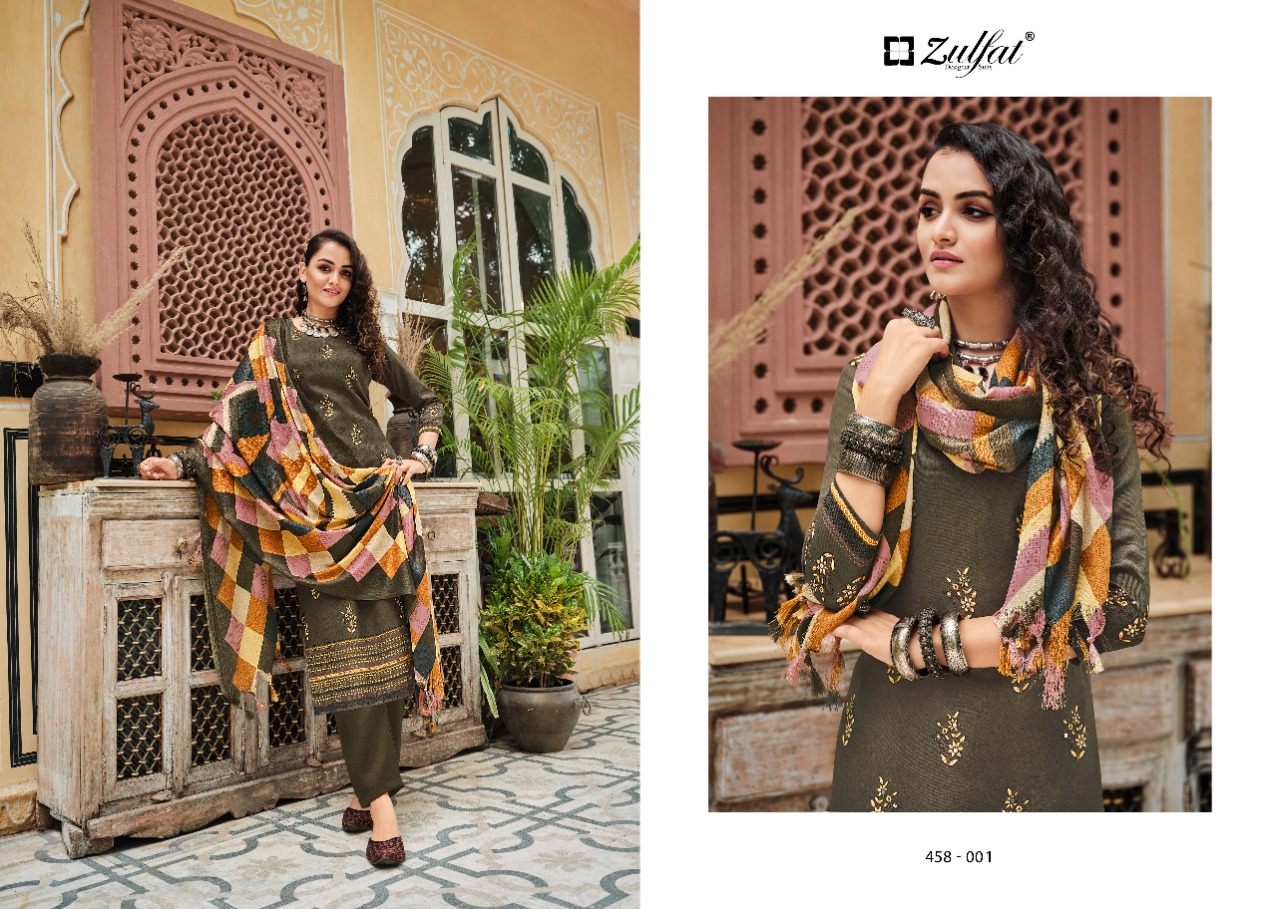 zulfat designer suit nusrat pashmina attrective look salwar suit catalog