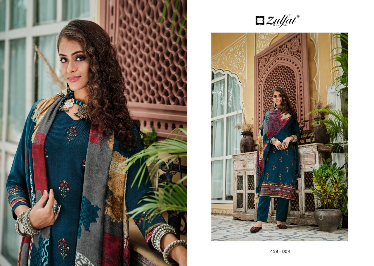 zulfat designer suit nusrat pashmina attrective look salwar suit catalog