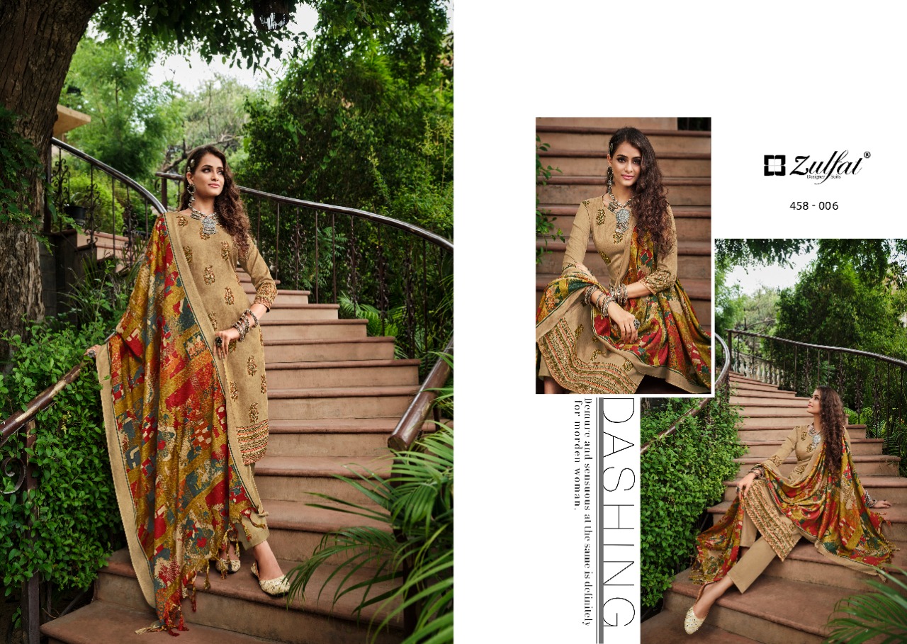 zulfat designer suit nusrat pashmina attrective look salwar suit catalog