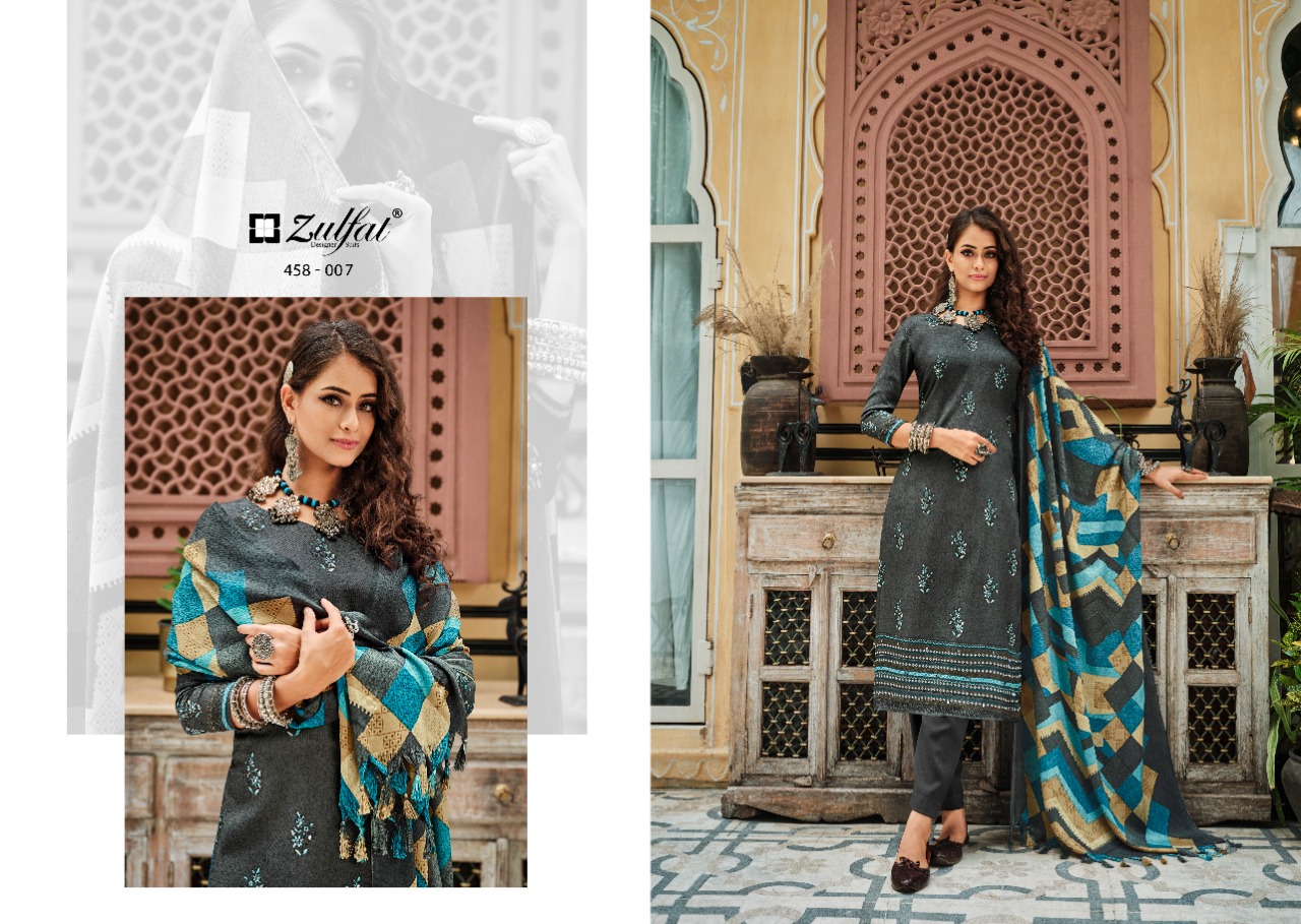 zulfat designer suit nusrat pashmina attrective look salwar suit catalog