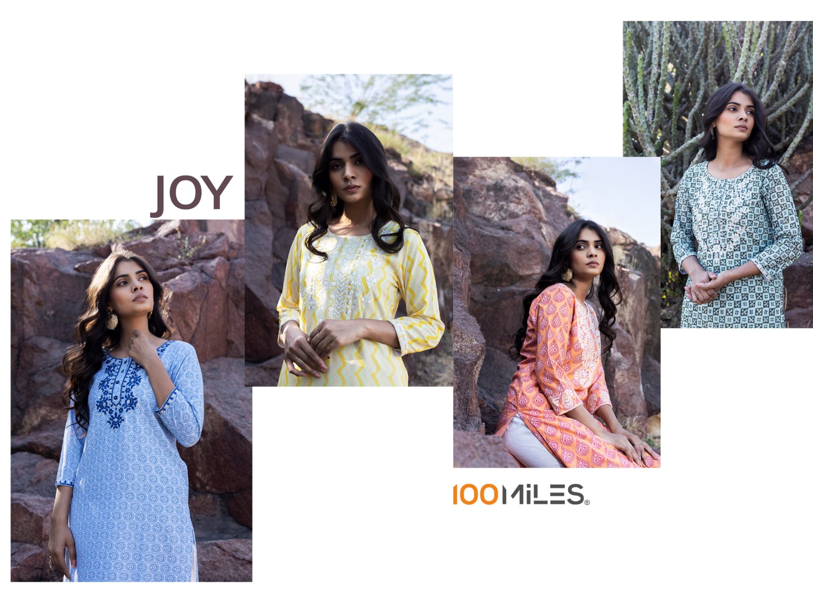 100 Miles joy georgette regal look kurti catalig