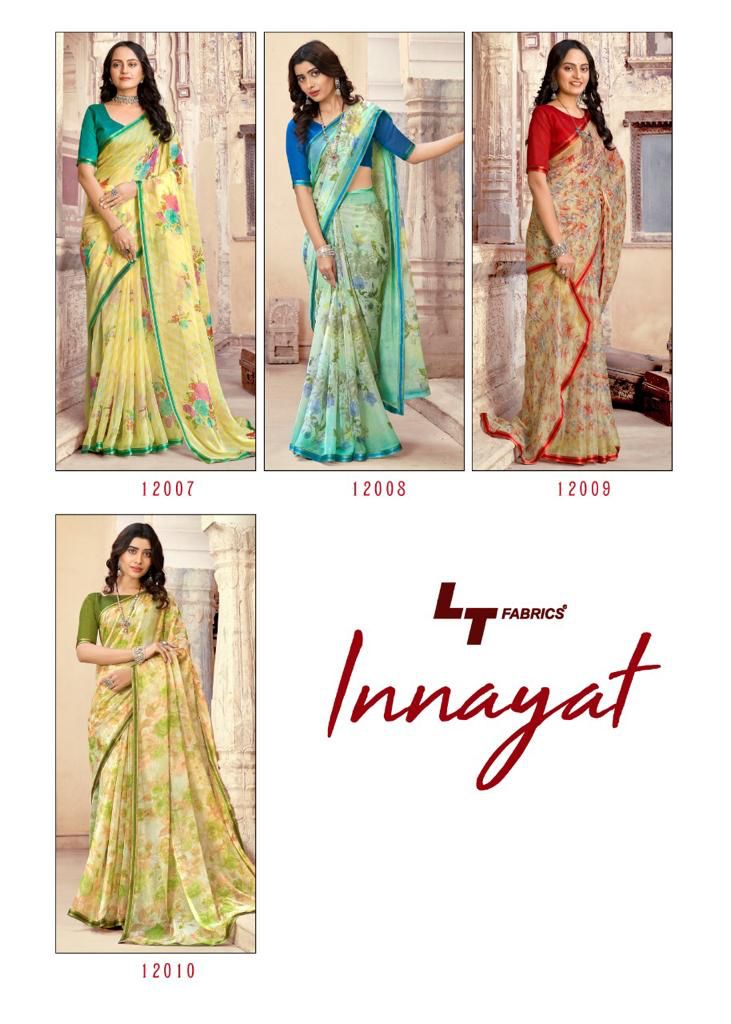 lt fashion innayat chiffon exclusive print saree catalog