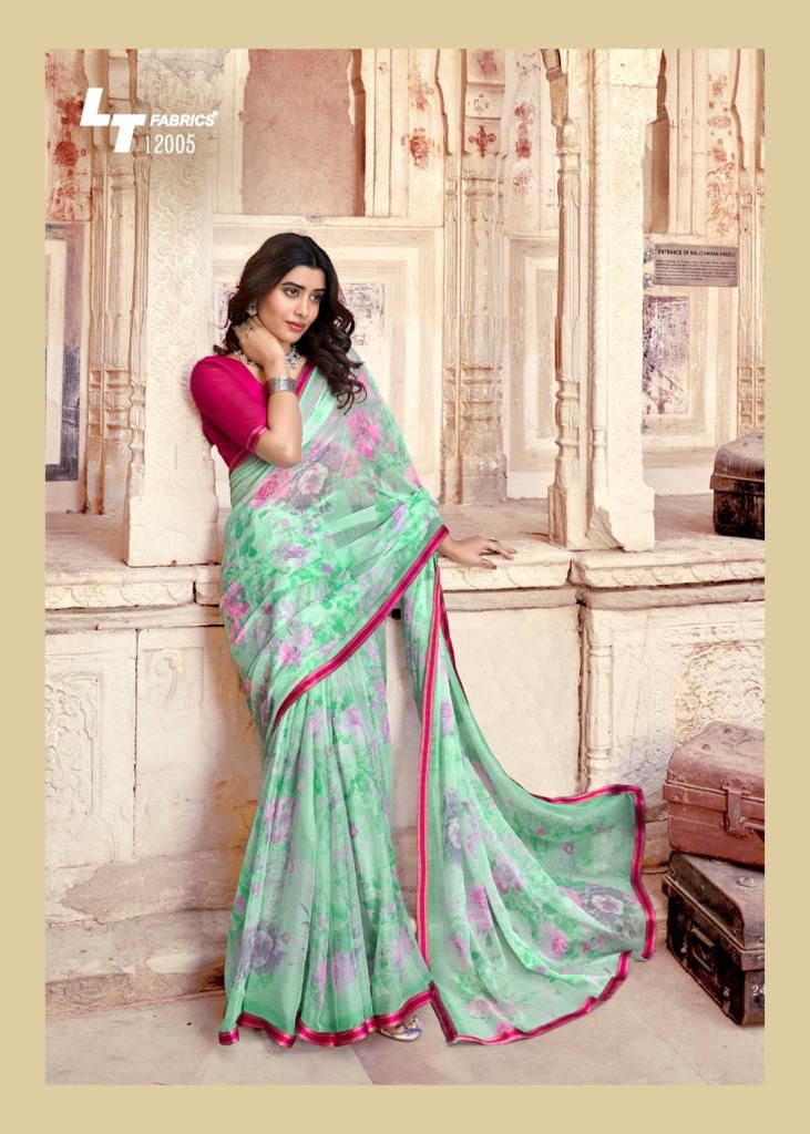 lt fashion innayat chiffon exclusive print saree catalog