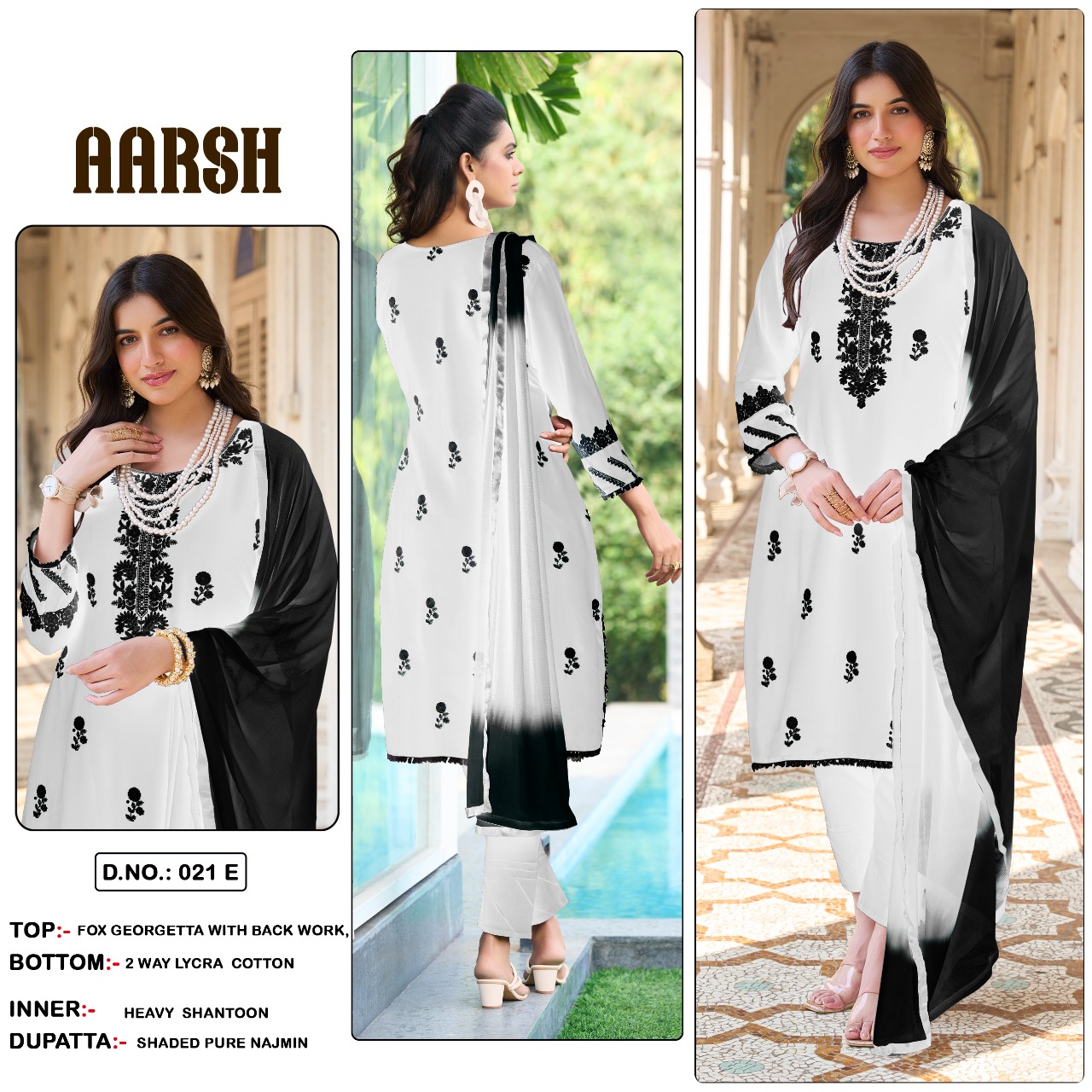 aarshtm aarshtm d no 21 georgette decent look top bottom with dupatta catalog