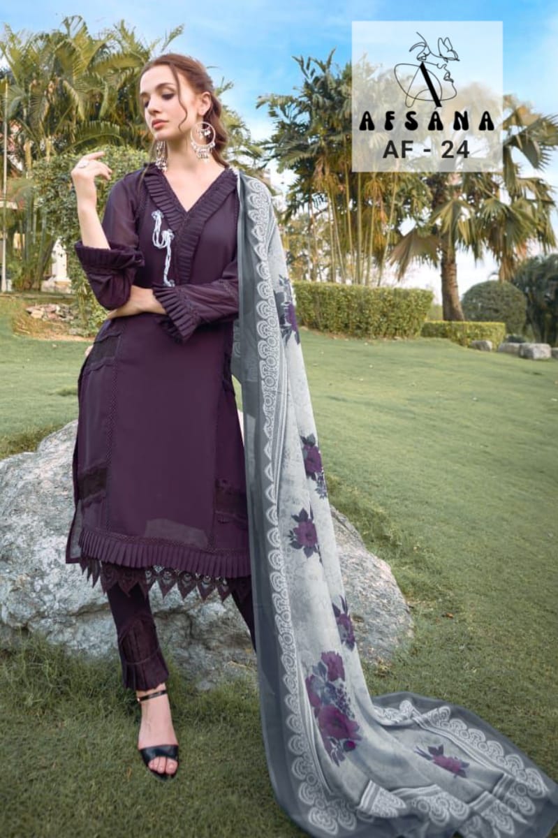 afsana af d no 24 georgette Regal look top with bottom Dupatta catalog