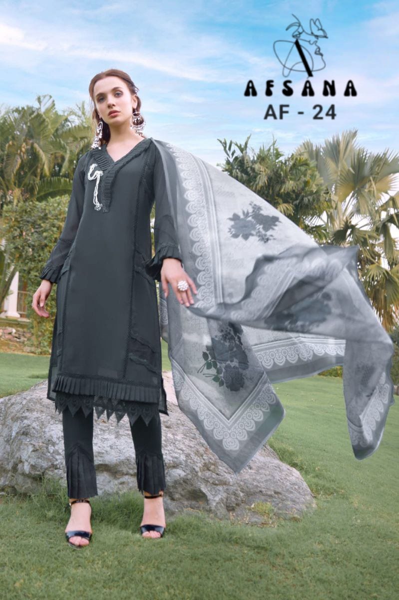 afsana af d no 24 georgette Regal look top with bottom Dupatta catalog