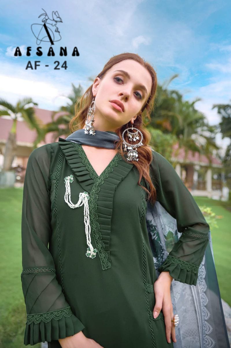 afsana af d no 24 georgette Regal look top with bottom Dupatta catalog