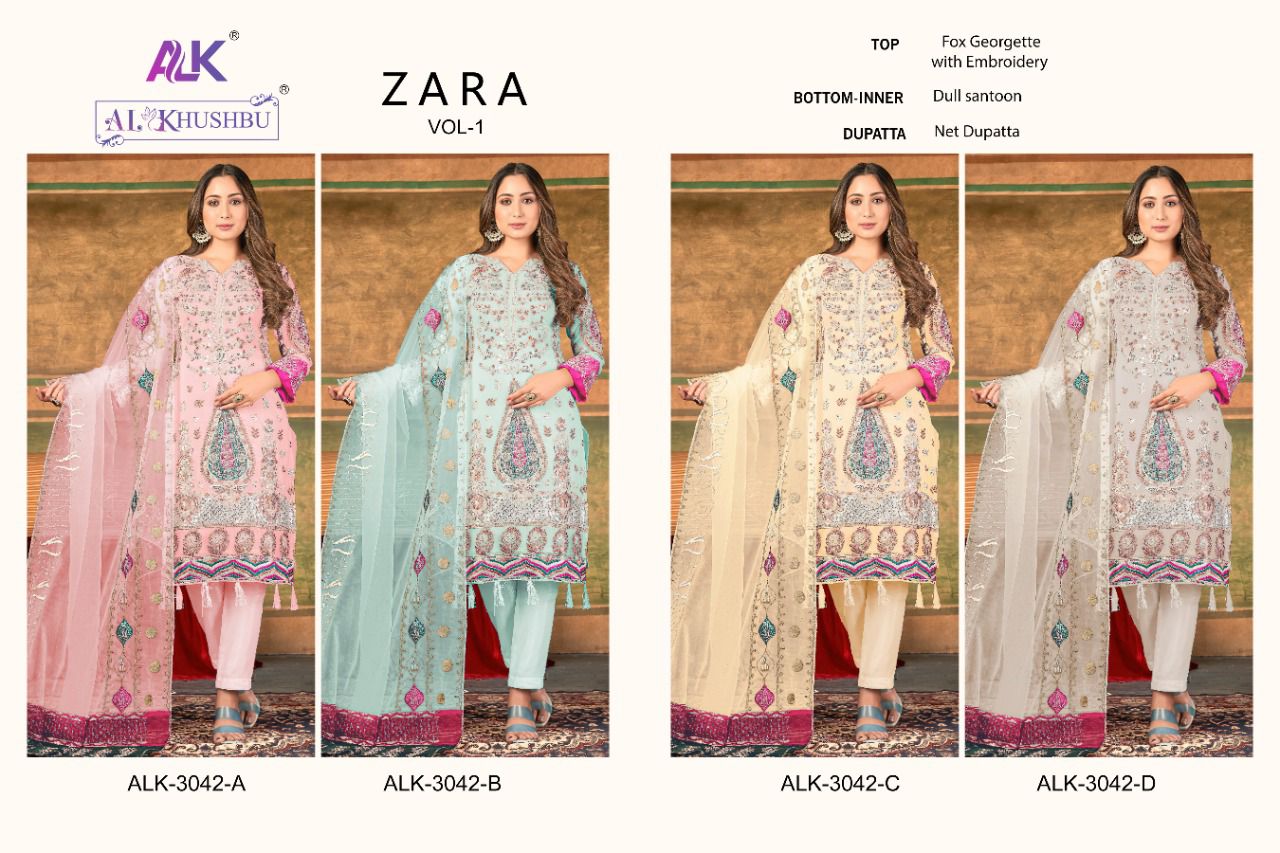 al khushbu zara vol 1  georgette attractive look salwar suit catalog