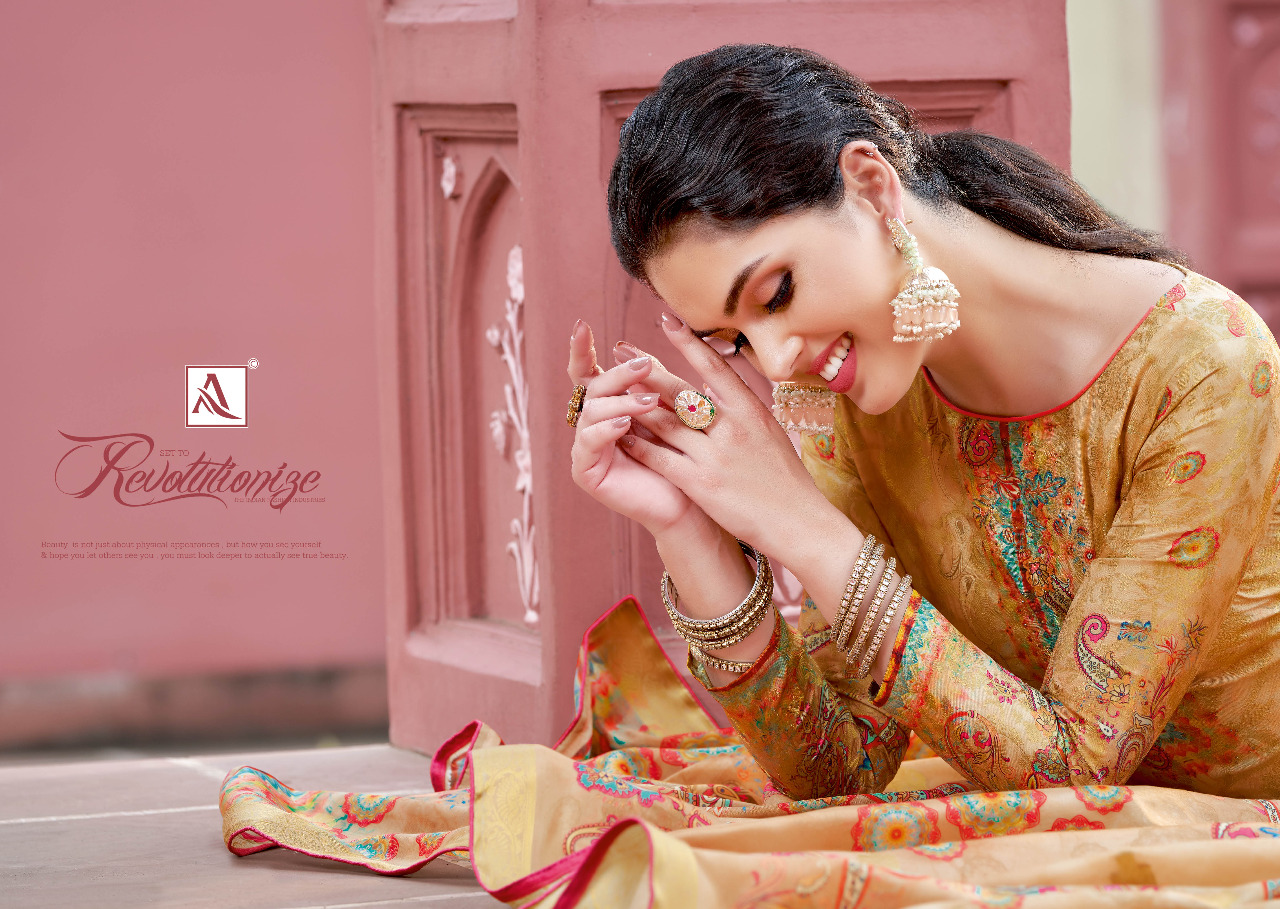 alok suit kalki 7 Banarasi jaquard exclusive print salwar suit catalog