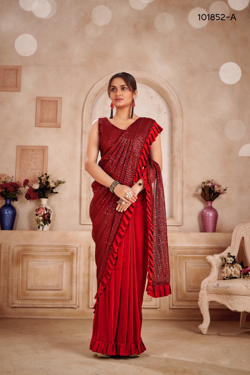 amoha trendz design no 101852 zara regal look saree catalog