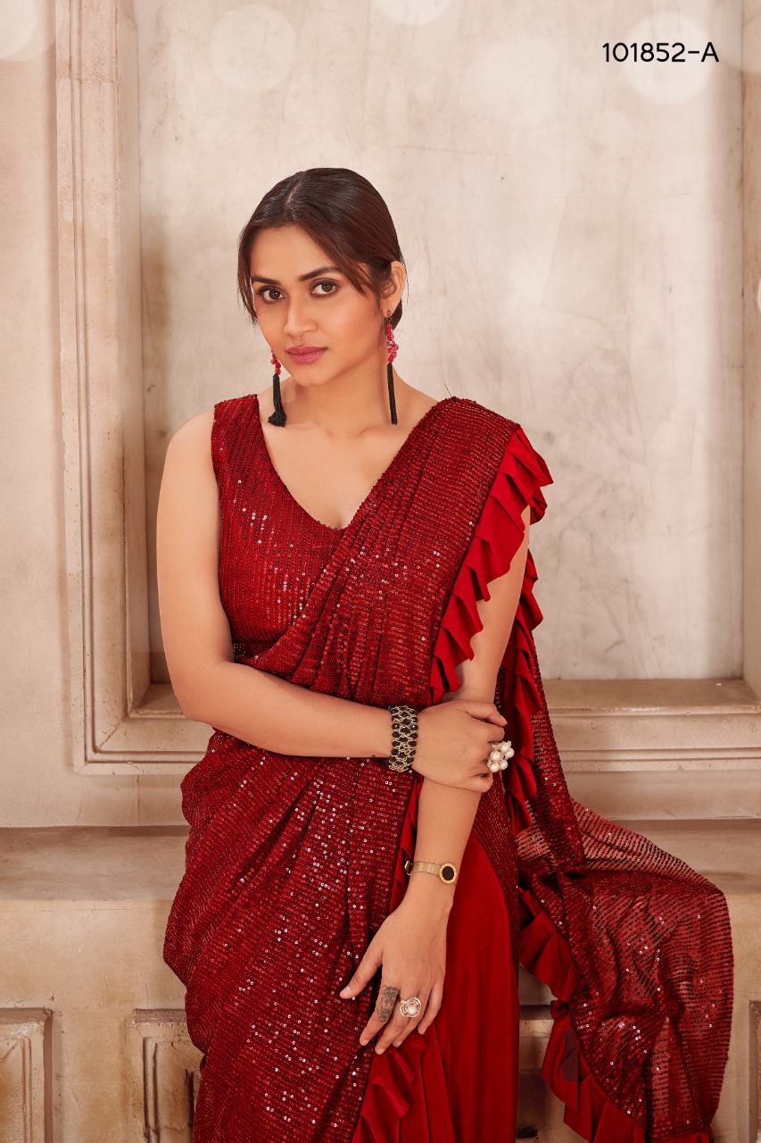 amoha trendz design no 101852 zara regal look saree catalog