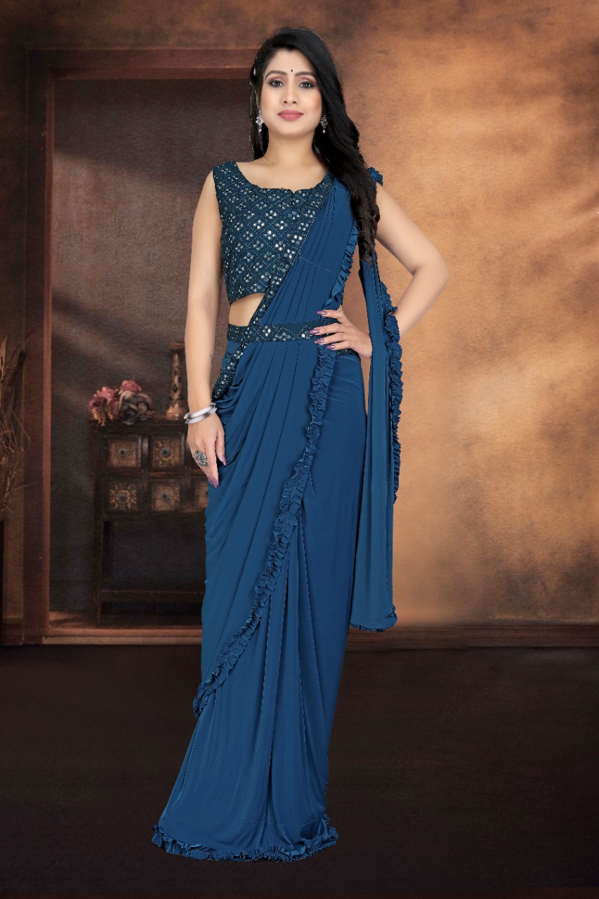 amoha trendz Design No 101889 Imported lycra gorgeous look saree catalog