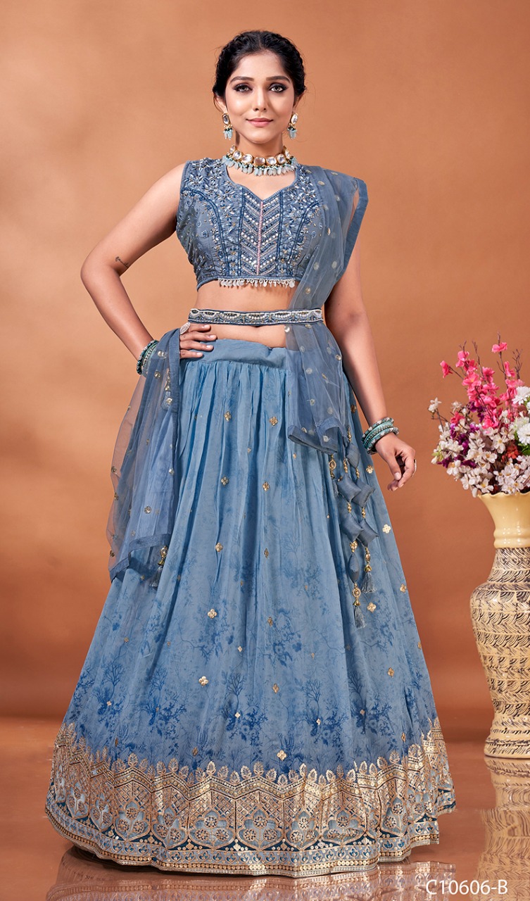 amoha trendz design no 10606 fancy  party look lehenga catalog