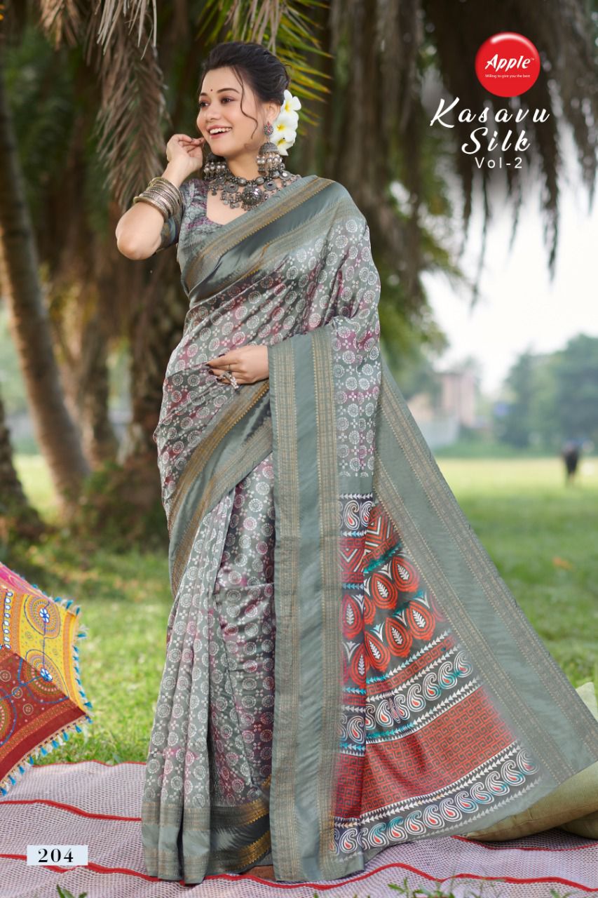 apple kasavu silk vol 2 kasavu silk elegant print saree catalog