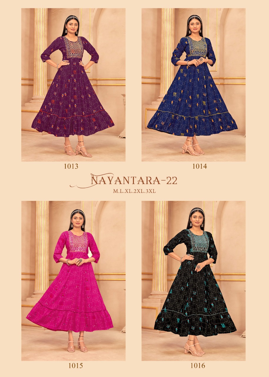 banwery fashion nayanthara vol 22 rayon new and modern style kurti catalog