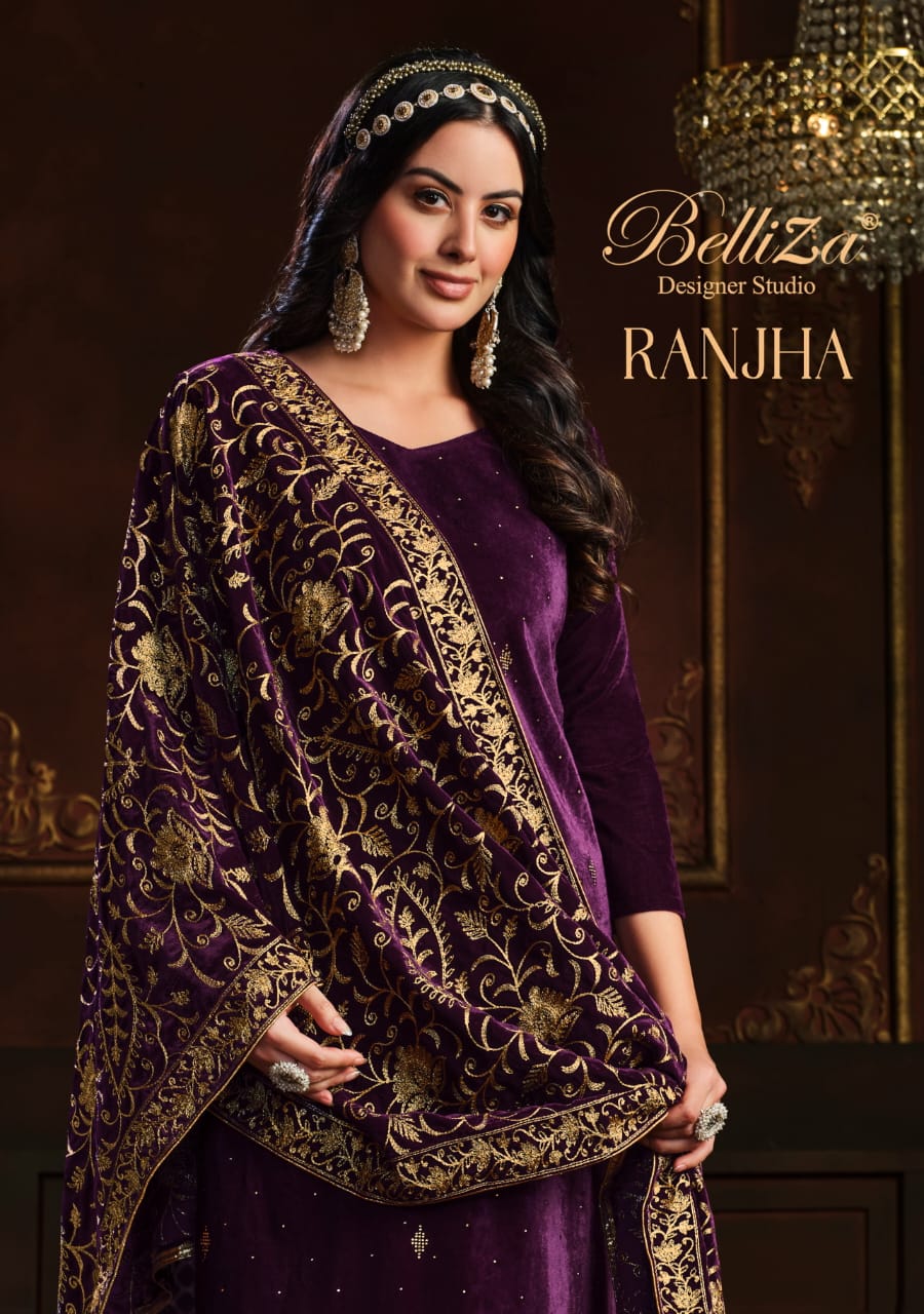 belliza designer studio ranjha velvet gorgeous look salwar suit catalog