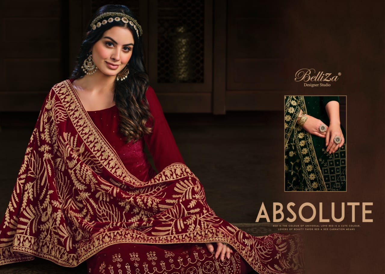 belliza designer studio ranjha velvet gorgeous look salwar suit catalog