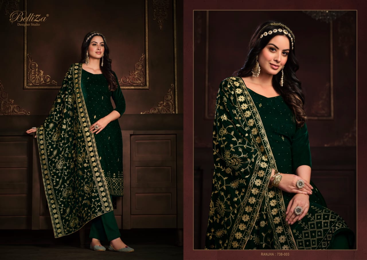 belliza designer studio ranjha velvet gorgeous look salwar suit catalog