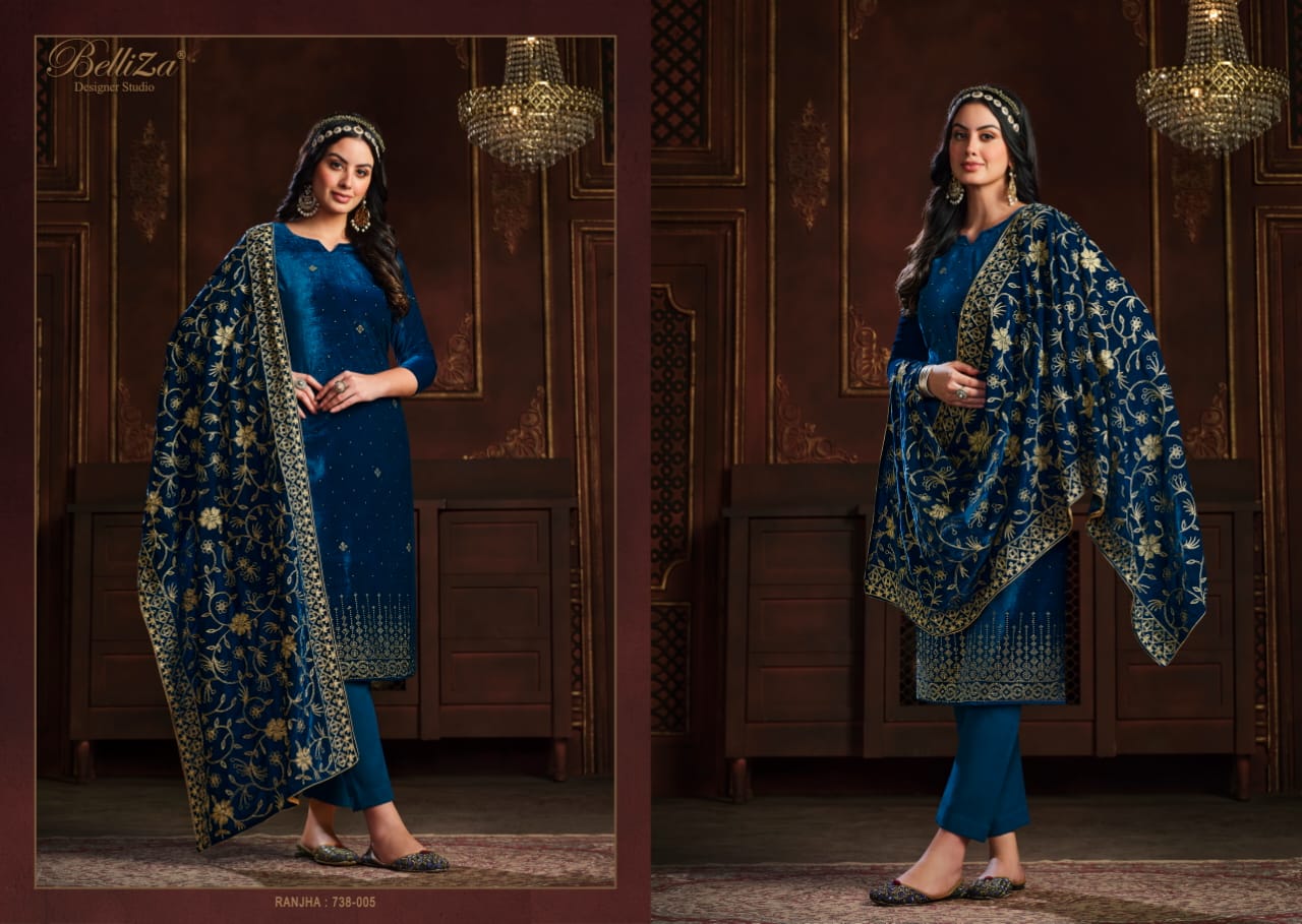 belliza designer studio ranjha velvet gorgeous look salwar suit catalog