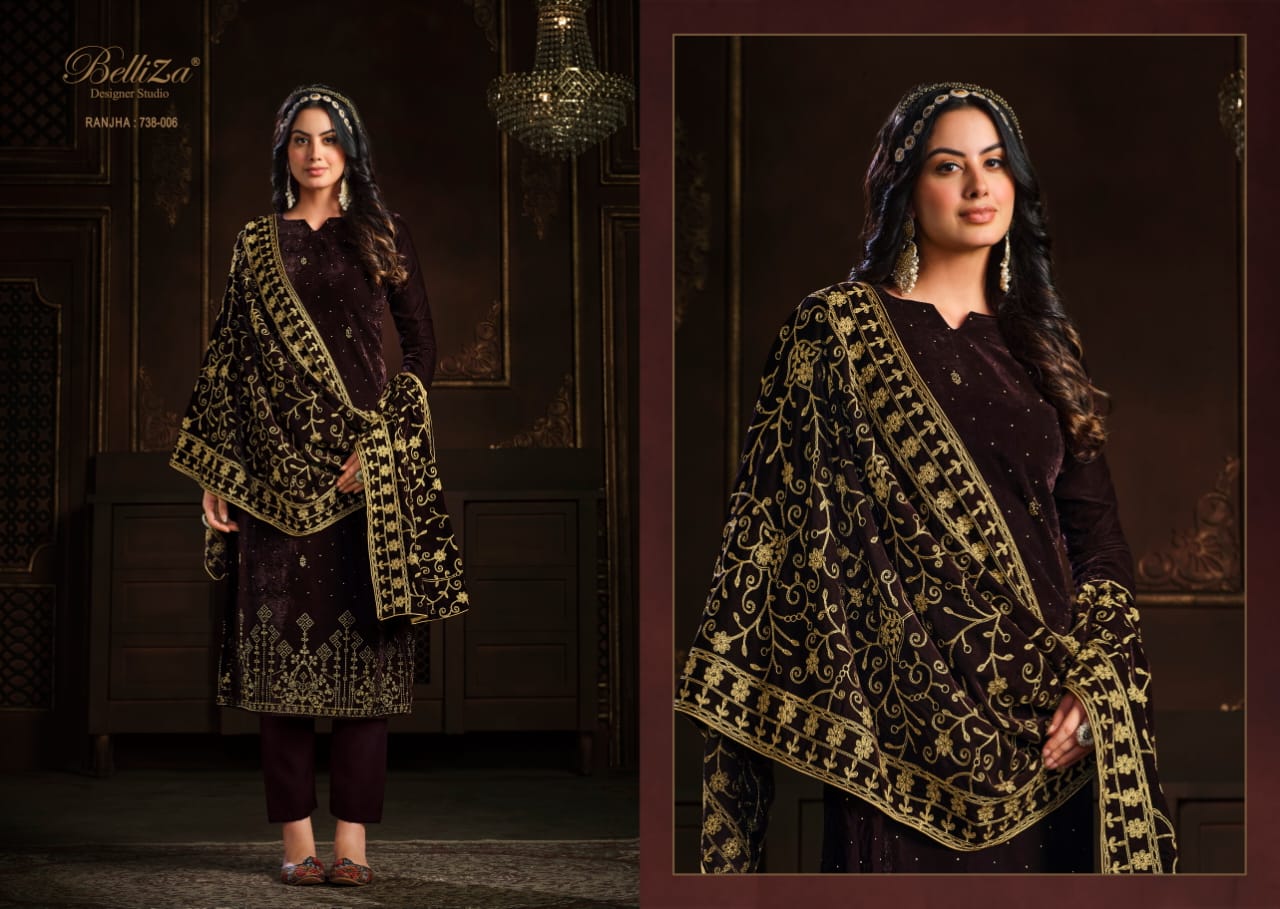 belliza designer studio ranjha velvet gorgeous look salwar suit catalog