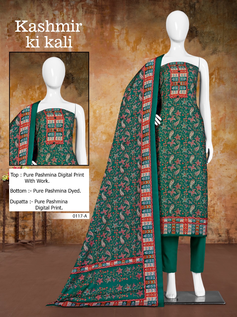 Bipson kashmiri ki kali d no 0117 pashmina exclusive print salwar suit catalog